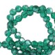 Abalorios de vidrio redondos facetados 4mm - Verde lago-revestimiento pearl shine